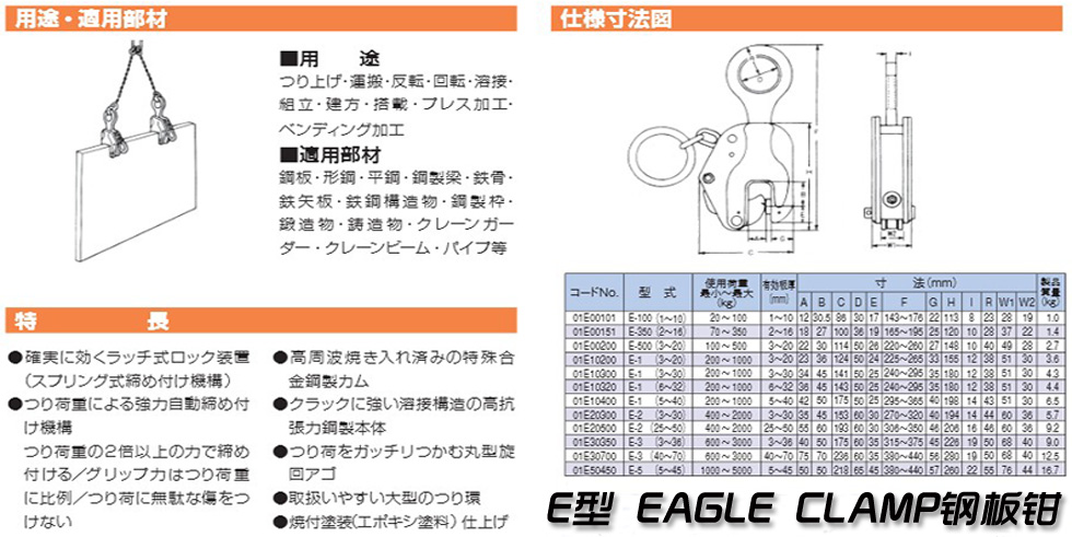 鷹牌E型豎吊鋼板鉗,E型豎吊鋼板鉗