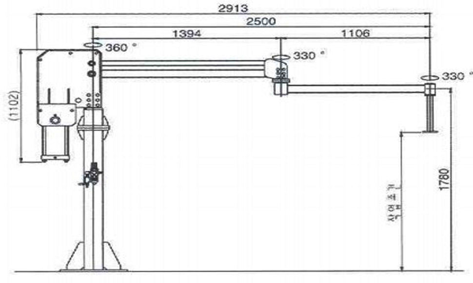 DSL-300氣動平衡臂產品尺寸圖