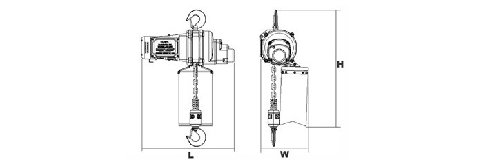 DU-901迷你環(huán)鏈電動葫蘆尺寸圖