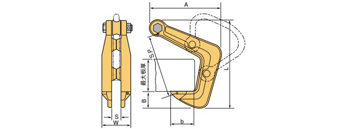 世霸HHC型橫吊鋼板鉗尺寸圖
