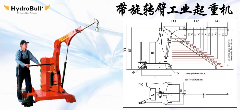 Hydrobull帶旋轉(zhuǎn)臂工業(yè)起重機(jī)圖