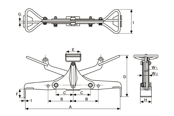 EAGLE CLAMP UGHA混凝土制品用夾鉗尺寸圖